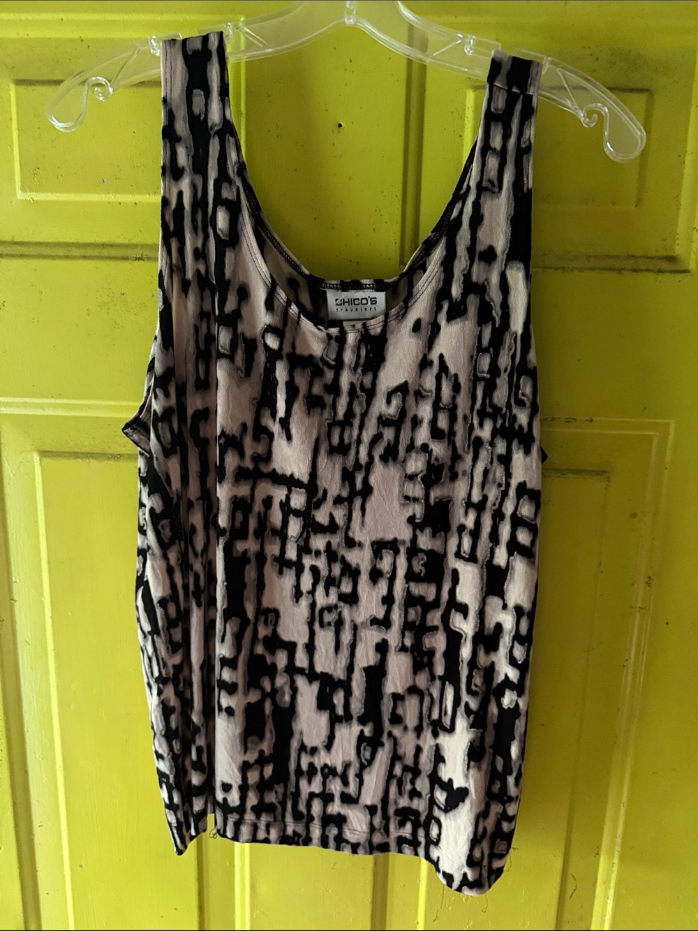 Chico's Black and Cream Abstract Print Tank